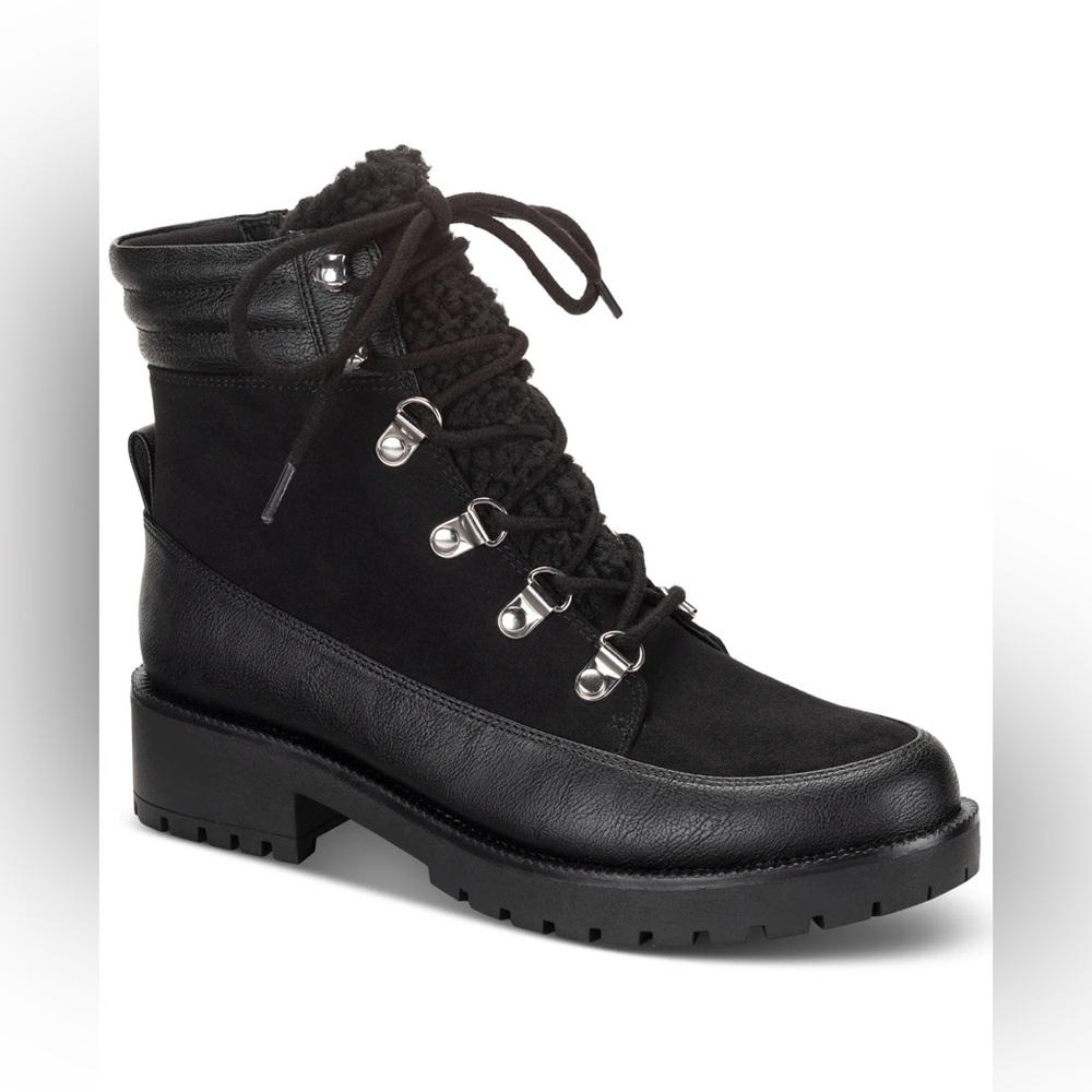 Style & Co Black Combat Moto Boots with‎ Sturdy Soles